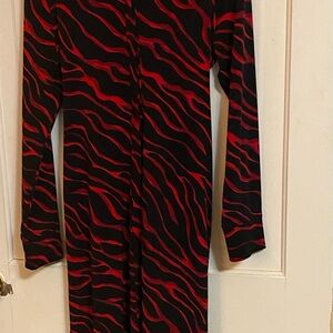 INC International Concepts Red and Black Long Sleeve Dress